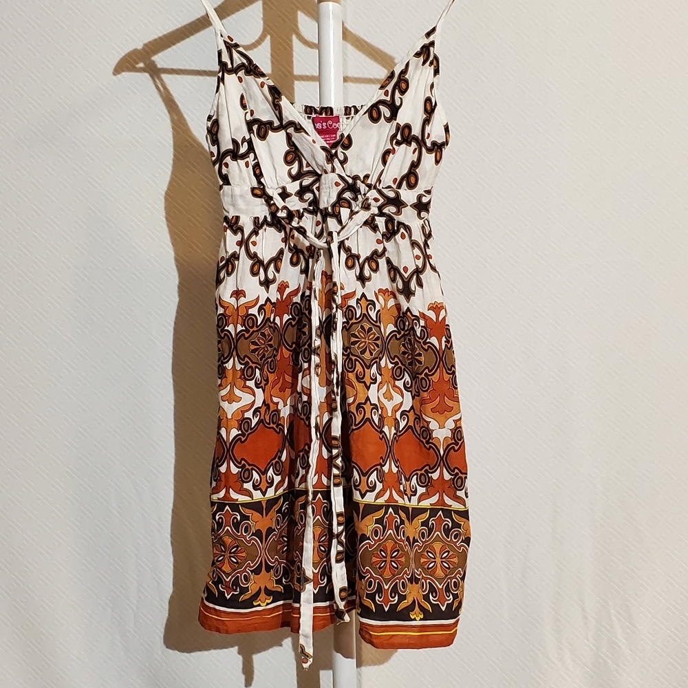 She's Cool Brown and white cotton sun dress